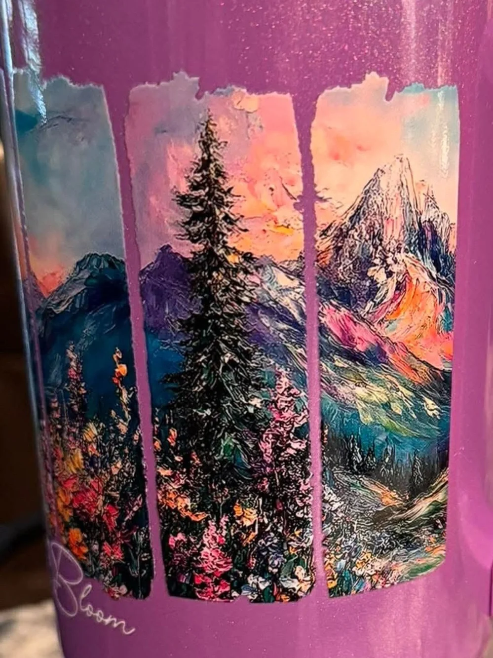 Let your faith bloom Insulated Travel Mug Mountain art stainless steel NEW w BOX